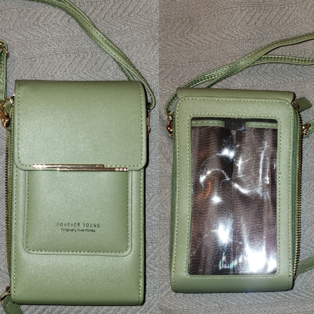 Forever Young Sage Crossbody Bag with Clear Pocket